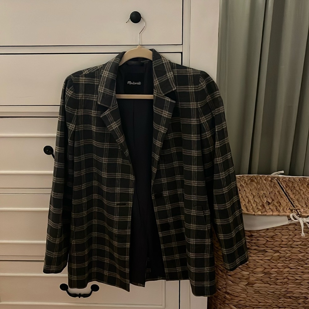 Gray checkered Madewell blazer